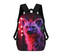 sinyumoney Sac À Dos Enfant Dessin Animé Hyena Portrait with Red And Blue Lighting 17 Pouces, Sac À Dos De Voyage Décontracté Imprimé En 3D, Grand Sac À Dos Pour Garçons Et Filles