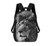 sinyumoney Sac À Dos Enfant Dessin Animé Lion Face Black And White 17 Pouces, Sac À Dos De Voyage Décontracté Imprimé En 3D, Grand Sac À Dos Pour Garçons Et Filles