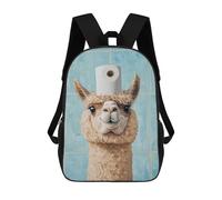 sinyumoney Sac À Dos Enfant Dessin Animé Llama with Toilet Paper Hat 17 Pouces, Sac À Dos De Voyage Décontracté Imprimé En 3D, Grand Sac À Dos Pour Garçons Et Filles