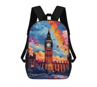 sinyumoney Sac À Dos Enfant Dessin Animé London's Vibrant Skyline -2 17 Pouces, Sac À Dos De Voyage Décontracté Imprimé En 3D, Grand Sac À Dos Pour Garçons Et Filles