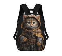 sinyumoney Sac À Dos Enfant Dessin Animé Medieval Cat 17 Pouces, Sac À Dos De Voyage Décontracté Imprimé En 3D, Grand Sac À Dos Pour Garçons Et Filles