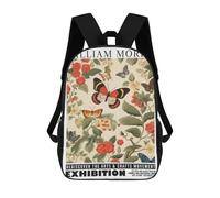sinyumoney Sac À Dos Enfant Dessin Animé Morris Butterfly Floral Exhibition 17 Pouces, Sac À Dos De Voyage Décontracté Imprimé En 3D, Grand Sac À Dos Pour Garçons Et Filles