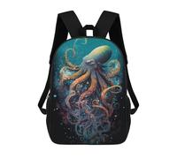 sinyumoney Sac À Dos Enfant Dessin Animé Oceanic Octopus Art Print 17 Pouces, Sac À Dos De Voyage Décontracté Imprimé En 3D, Grand Sac À Dos Pour Garçons Et Filles