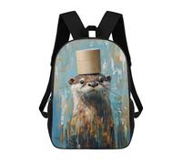 sinyumoney Sac À Dos Enfant Dessin Animé Otter in Top Hat Painting-2 17 Pouces, Sac À Dos De Voyage Décontracté Imprimé En 3D, Grand Sac À Dos Pour Garçons Et Filles