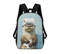 sinyumoney Sac À Dos Enfant Dessin Animé Otter with Toilet Paper 17 Pouces, Sac À Dos De Voyage Décontracté Imprimé En 3D, Grand Sac À Dos Pour Garçons Et Filles