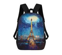 sinyumoney Sac À Dos Enfant Dessin Animé Paris Night Sky Eiffel Tower 17 Pouces, Sac À Dos De Voyage Décontracté Imprimé En 3D, Grand Sac À Dos Pour Garçons Et Filles