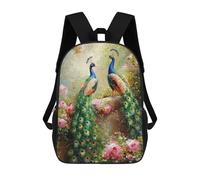 sinyumoney Sac À Dos Enfant Dessin Animé Peacock Garden Art Print-2 17 Pouces, Sac À Dos De Voyage Décontracté Imprimé En 3D, Grand Sac À Dos Pour Garçons Et Filles