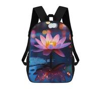 sinyumoney Sac À Dos Enfant Dessin Animé Pink Lotus Flower in Water Reflection 17 Pouces, Sac À Dos De Voyage Décontracté Imprimé En 3D, Grand Sac À Dos Pour Garçons Et Filles