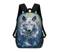 sinyumoney Sac À Dos Enfant Dessin Animé Porcelain Wolf in Enchanted Forest 17 Pouces, Sac À Dos De Voyage Décontracté Imprimé En 3D, Grand Sac À Dos Pour Garçons Et Filles