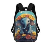 sinyumoney Sac À Dos Enfant Dessin Animé Rainy Day Elephant Flowers 17 Pouces, Sac À Dos De Voyage Décontracté Imprimé En 3D, Grand Sac À Dos Pour Garçons Et Filles