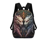 sinyumoney Sac À Dos Enfant Dessin Animé Red And Blue Dragons 17 Pouces, Sac À Dos De Voyage Décontracté Imprimé En 3D, Grand Sac À Dos Pour Garçons Et Filles