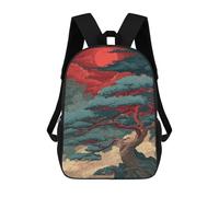 sinyumoney Sac À Dos Enfant Dessin Animé Red Sunset Pine Tree Art Print 17 Pouces, Sac À Dos De Voyage Décontracté Imprimé En 3D, Grand Sac À Dos Pour Garçons Et Filles