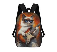 sinyumoney Sac À Dos Enfant Dessin Animé Rock Star Cat Guitar Painting -2 17 Pouces, Sac À Dos De Voyage Décontracté Imprimé En 3D, Grand Sac À Dos Pour Garçons Et Filles