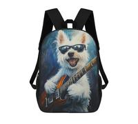 sinyumoney Sac À Dos Enfant Dessin Animé Rock Star Pup Cool Guitar Dog Art 17 Pouces, Sac À Dos De Voyage Décontracté Imprimé En 3D, Grand Sac À Dos Pour Garçons Et Filles