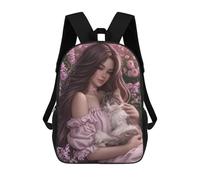 sinyumoney Sac À Dos Enfant Dessin Animé Romantic Garden with Cat 17 Pouces, Sac À Dos De Voyage Décontracté Imprimé En 3D, Grand Sac À Dos Pour Garçons Et Filles