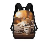 sinyumoney Sac À Dos Enfant Dessin Animé Shiba Inu Coffee Dog Pup 17 Pouces, Sac À Dos De Voyage Décontracté Imprimé En 3D, Grand Sac À Dos Pour Garçons Et Filles