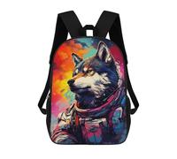 sinyumoney Sac À Dos Enfant Dessin Animé Space Wolf Astronaut Art Print-1 17 Pouces, Sac À Dos De Voyage Décontracté Imprimé En 3D, Grand Sac À Dos Pour Garçons Et Filles