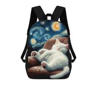 sinyumoney Sac À Dos Enfant Dessin Animé Starry Night Kitten Nap -1 17 Pouces, Sac À Dos De Voyage Décontracté Imprimé En 3D, Grand Sac À Dos Pour Garçons Et Filles