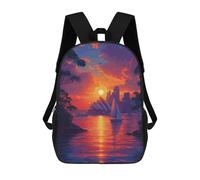 sinyumoney Sac À Dos Enfant Dessin Animé Sydney Opera House Sunset 17 Pouces, Sac À Dos De Voyage Décontracté Imprimé En 3D, Grand Sac À Dos Pour Garçons Et Filles
