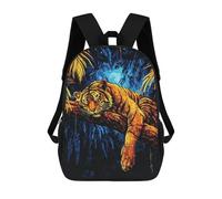 sinyumoney Sac À Dos Enfant Dessin Animé Tiger in Amazon Rainforest-2 17 Pouces, Sac À Dos De Voyage Décontracté Imprimé En 3D, Grand Sac À Dos Pour Garçons Et Filles