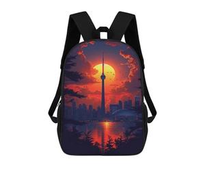 sinyumoney Sac À Dos Enfant Dessin Animé Toronto Skyline Sunset 17 Pouces, Sac À Dos De Voyage Décontracté Imprimé En 3D, Grand Sac À Dos Pour Garçons Et Filles