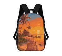 sinyumoney Sac À Dos Enfant Dessin Animé Tropical Sunset Dock Scene 17 Pouces, Sac À Dos De Voyage Décontracté Imprimé En 3D, Grand Sac À Dos Pour Garçons Et Filles