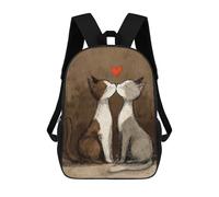 sinyumoney Sac À Dos Enfant Dessin Animé Two Cats Kissing with A Heart 17 Pouces, Sac À Dos De Voyage Décontracté Imprimé En 3D, Grand Sac À Dos Pour Garçons Et Filles