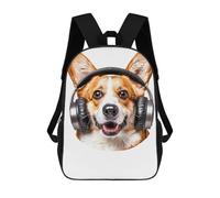 sinyumoney Sac À Dos Enfant Dessin Animé Welsh Corgi Headphones 17 Pouces, Sac À Dos De Voyage Décontracté Imprimé En 3D, Grand Sac À Dos Pour Garçons Et Filles