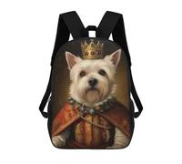 sinyumoney Sac À Dos Enfant Dessin Animé Westie The King 17 Pouces, Sac À Dos De Voyage Décontracté Imprimé En 3D, Grand Sac À Dos Pour Garçons Et Filles