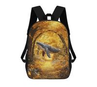 sinyumoney Sac À Dos Enfant Dessin Animé Whale in Autumn Forest Pathway-1 17 Pouces, Sac À Dos De Voyage Décontracté Imprimé En 3D, Grand Sac À Dos Pour Garçons Et Filles