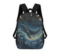 sinyumoney Sac À Dos Enfant Dessin Animé Whale Ocean Night Sky Art Print 17 Pouces, Sac À Dos De Voyage Décontracté Imprimé En 3D, Grand Sac À Dos Pour Garçons Et Filles