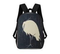 sinyumoney Sac À Dos Enfant Dessin Animé White Heron Bird Japanese 17 Pouces, Sac À Dos De Voyage Décontracté Imprimé En 3D, Grand Sac À Dos Pour Garçons Et Filles