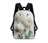 sinyumoney Sac À Dos Enfant Dessin Animé White Ranunculus Flowers 17 Pouces, Sac À Dos De Voyage Décontracté Imprimé En 3D, Grand Sac À Dos Pour Garçons Et Filles