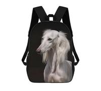 sinyumoney Sac À Dos Enfant Dessin Animé White Saluki Dog 17 Pouces, Sac À Dos De Voyage Décontracté Imprimé En 3D, Grand Sac À Dos Pour Garçons Et Filles
