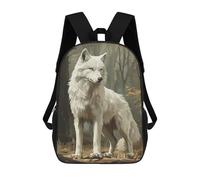 sinyumoney Sac À Dos Enfant Dessin Animé White Wolf in Autumn Forest 17 Pouces, Sac À Dos De Voyage Décontracté Imprimé En 3D, Grand Sac À Dos Pour Garçons Et Filles