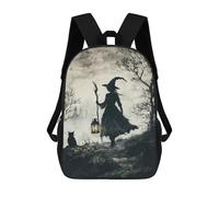 sinyumoney Sac À Dos Enfant Dessin Animé Witch And Black Cat in Foggy Forest 17 Pouces, Sac À Dos De Voyage Décontracté Imprimé En 3D, Grand Sac À Dos Pour Garçons Et Filles