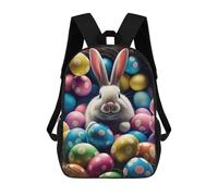 sinyumoney Sac À Dos Enfant Easter Bunny with Eggs-4 Sac À Dos Scolaire 3D Sac À Dos Scolaire Pour Enfants Sacs D'école Sac À Dos Tendance Avec Poche Sacs À Livres 17inch