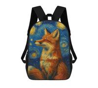 sinyumoney Sac À Dos Enfant Fox in Starry Night Style Sac À Dos Scolaire 3D Sac À Dos Scolaire Pour Enfants Sacs D'école Sac À Dos Tendance Avec Poche Sacs À Livres 17inch