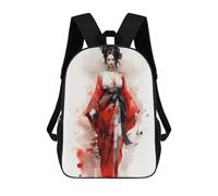 sinyumoney Sac À Dos Enfant Geisha in Red Sac À Dos Scolaire 3D Sac À Dos Scolaire Pour Enfants Sacs D'école Sac À Dos Tendance Avec Poche Sacs À Livres 17inch