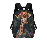 sinyumoney Sac À Dos Enfant Giraffe in Floral Attire Sac À Dos Scolaire 3D Sac À Dos Scolaire Pour Enfants Sacs D'école Sac À Dos Tendance Avec Poche Sacs À Livres 17inch