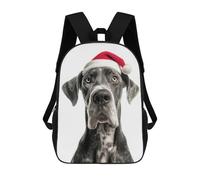 sinyumoney Sac À Dos Enfant Great Dane with Santa Hat Sac À Dos Scolaire 3D Sac À Dos Scolaire Pour Enfants Sacs D'école Sac À Dos Tendance Avec Poche Sacs À Livres 17inch