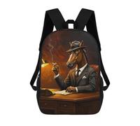 sinyumoney Sac À Dos Enfant Horse in Suit Sac À Dos Scolaire 3D Sac À Dos Scolaire Pour Enfants Sacs D'école Sac À Dos Tendance Avec Poche Sacs À Livres 17inch