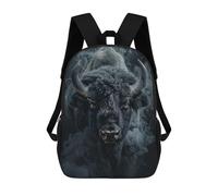 sinyumoney Sac À Dos Enfant Imprimé Bison in Black Smoke Sac À Dos De Voyage Pour Garçon Et Fille 17inch
