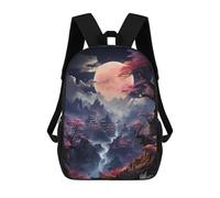 sinyumoney Sac À Dos Enfant Imprimé Cherry Blossom Moonlit Valley Sac À Dos De Voyage Pour Garçon Et Fille 17inch