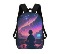 sinyumoney Sac À Dos Enfant Imprimé Child Gazing at Cosmic Window Sac À Dos De Voyage Pour Garçon Et Fille 17inch