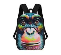 sinyumoney Sac À Dos Enfant Imprimé Colorful Monkey Portrait-2 Sac À Dos De Voyage Pour Garçon Et Fille 17inch