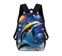 sinyumoney Sac À Dos Enfant Imprimé Dolphins in Space Sac À Dos De Voyage Pour Garçon Et Fille 17inch
