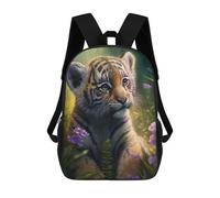 sinyumoney Sac À Dos Enfant Imprimé En 3D Baby Tiger in Flowers Sac D'école, Sac À Dos Étudiant, Sac À Dos Tendance Et Léger Pour L'école, Le Collège Et Les Voyages 17inch