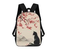 sinyumoney Sac À Dos Enfant Imprimé En 3D Black Cat And The Cherry Blossom Tree Sac D'école, Sac À Dos Étudiant, Sac À Dos Tendance Et Léger Pour L'école, Le Collège Et Les Voyages 17inch