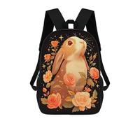 sinyumoney Sac À Dos Enfant Imprimé En 3D Bunny with Roses Sac D'école, Sac À Dos Étudiant, Sac À Dos Tendance Et Léger Pour L'école, Le Collège Et Les Voyages 17inch